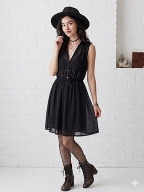 H&M Whimsigoth Sleeveless Lined Dress Black US 4
